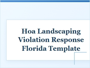 Florida Hoa Landscaping Violation Response Letter