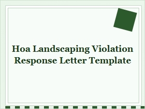 Template for Hoa Landscaping Violation Letters